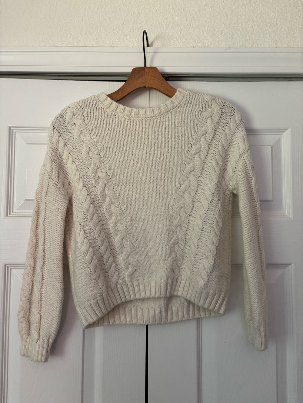 wonder nation Cream Cable Knit Crew Neck Sweater